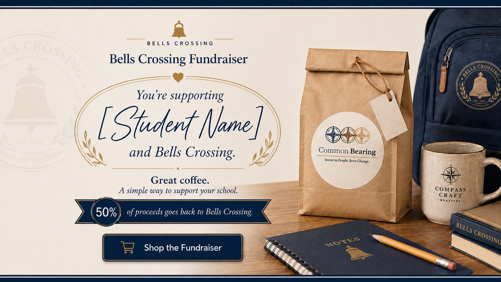 Bells Crossing fundraiser coffee campaign visual