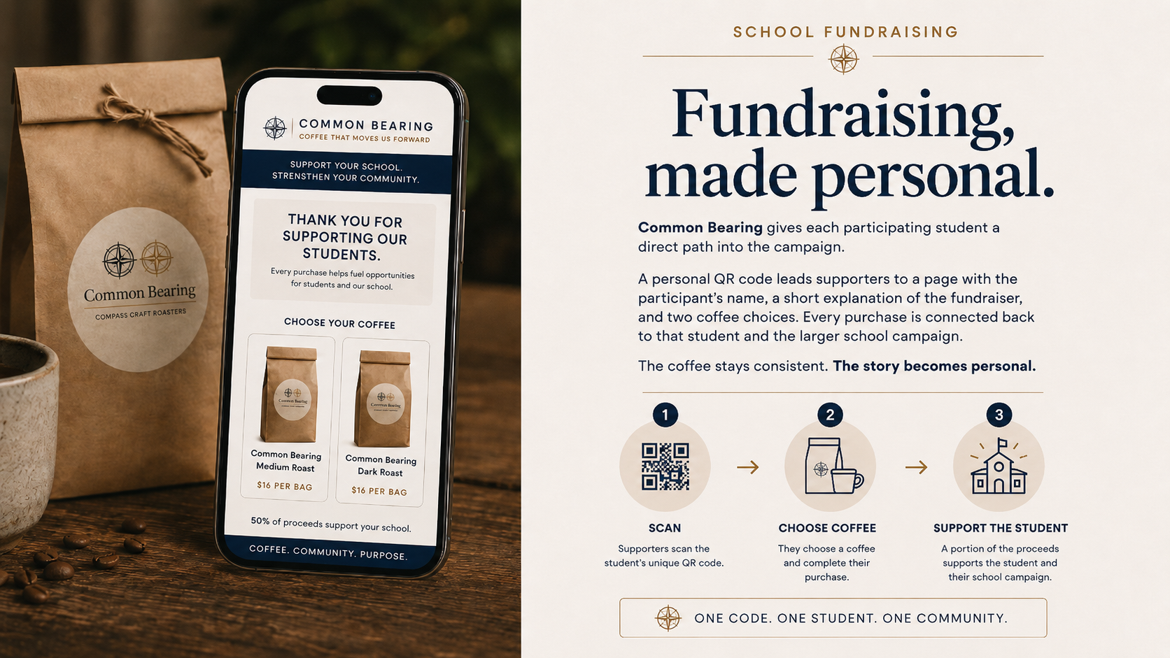 Common Bearing school fundraising QR code visual